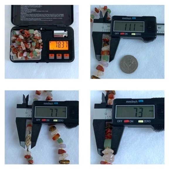 VTG Multi Gemstone Beaded 29" Necklace 14K Gold Filled Filigree Fish Hook Clasp - Picture 9 of 16